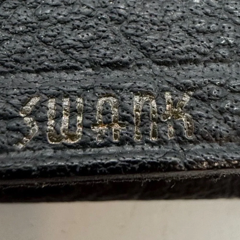 Vtg Swank Black Leather‎ Billfold Wallet Snap Closure Mens SK3J-T 1960s unused